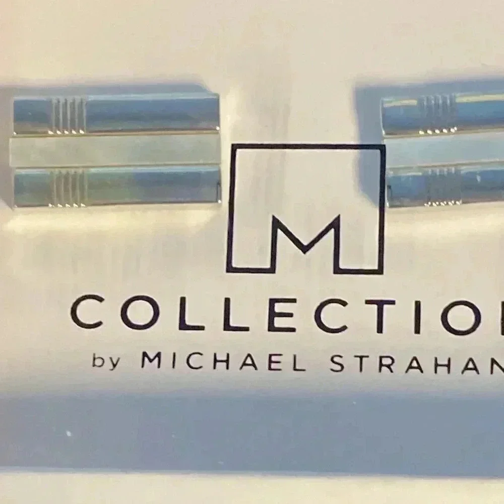 NEW M COLLECTION BY MICHAEL STRAHAN‎ BLACK AND SILVER CUFF LINKS